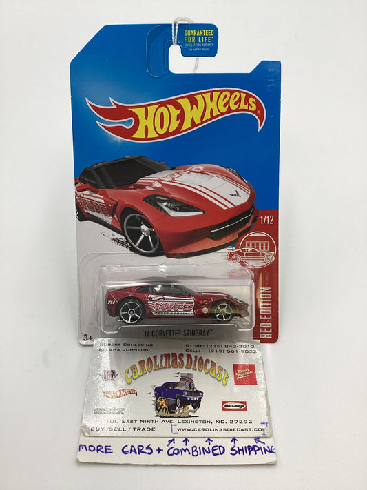 2017 Hot Wheels Target Red Edition #1 14 Corvette Stingray Red Cracked Blister 145G