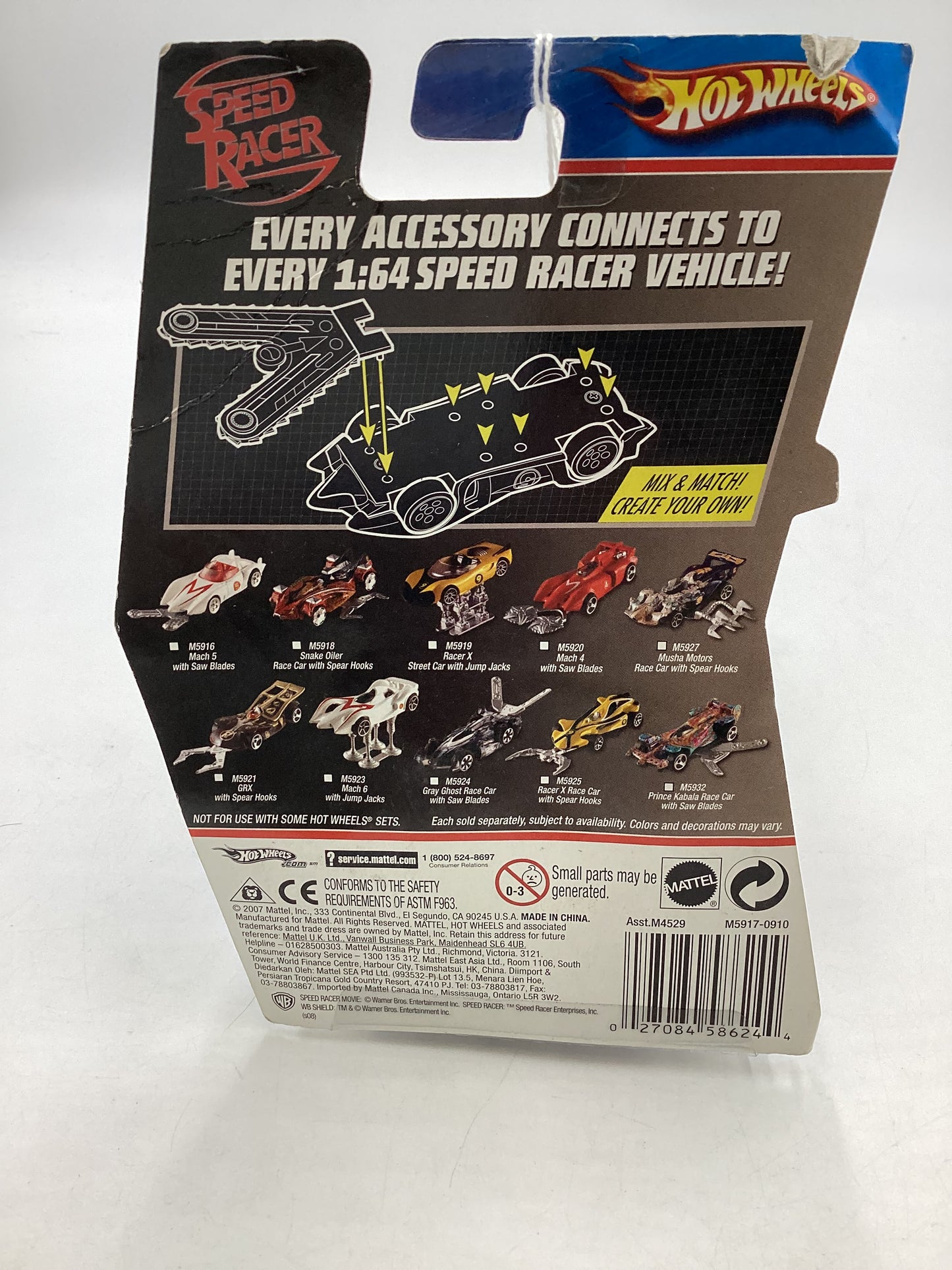 2007 Hot Wheels Speed Racer White Mach 5 (BAD CARD)