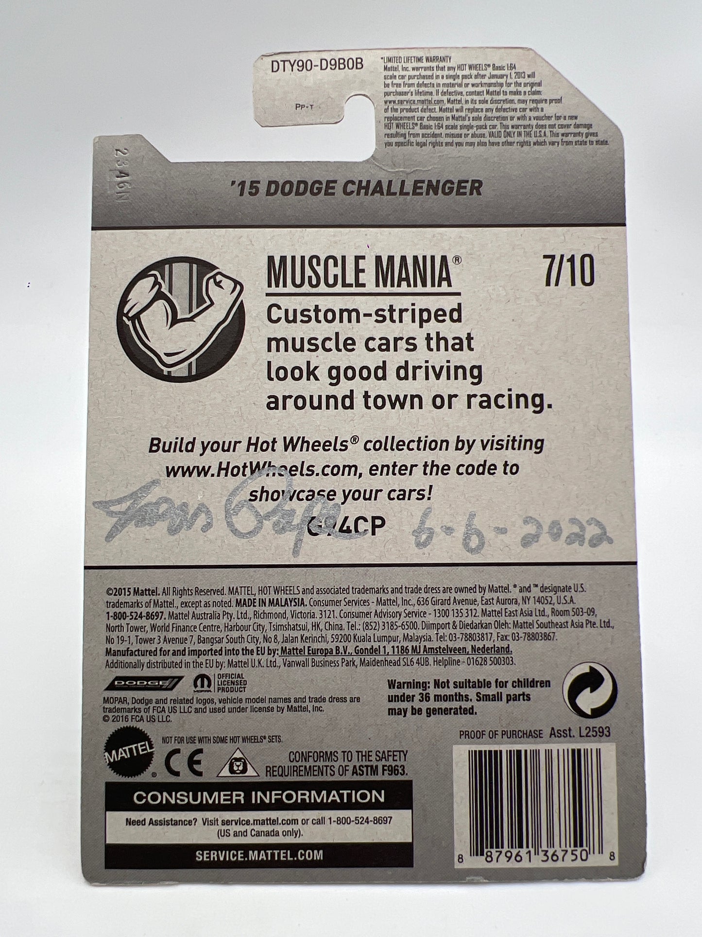 Hot Wheels 15 Dodge Challenger Silver Wheel Swap Custom On Card W/Protector SR