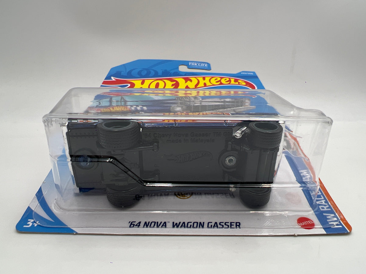 2021 Hot Wheels Super Treasure Hunt #232 64 Nova Wagon Gasser Blue W/Protector