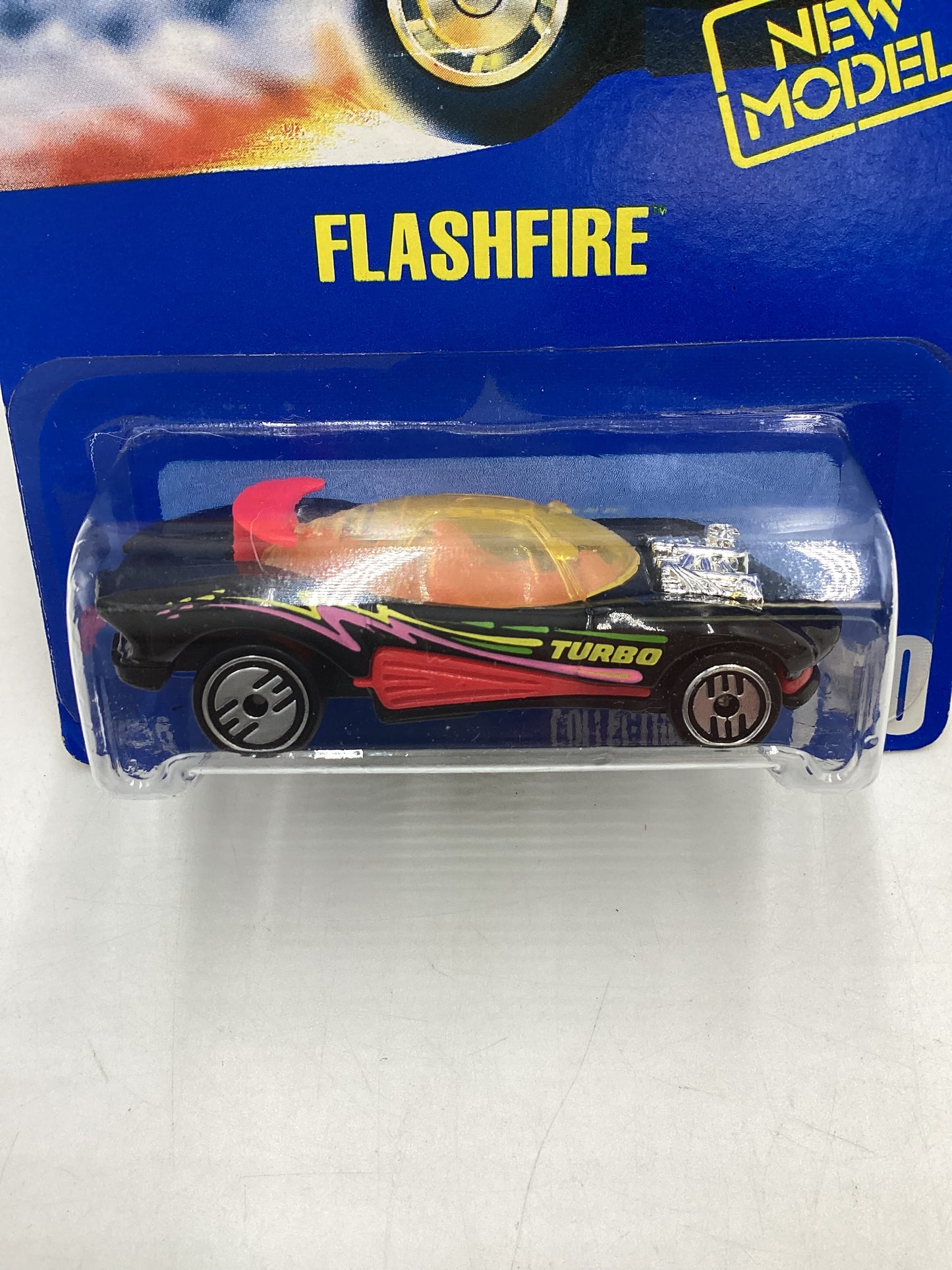 Hot Wheels Blue Card New Model Collector  No. 140 Flashfire Black UH Chrome Wheels 240G