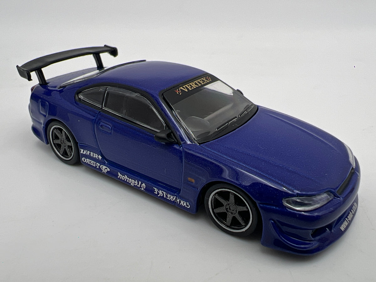 Tarmac Works x Global 64 VERTEX Nissan Silvia S15 Blue Box Not Perfect