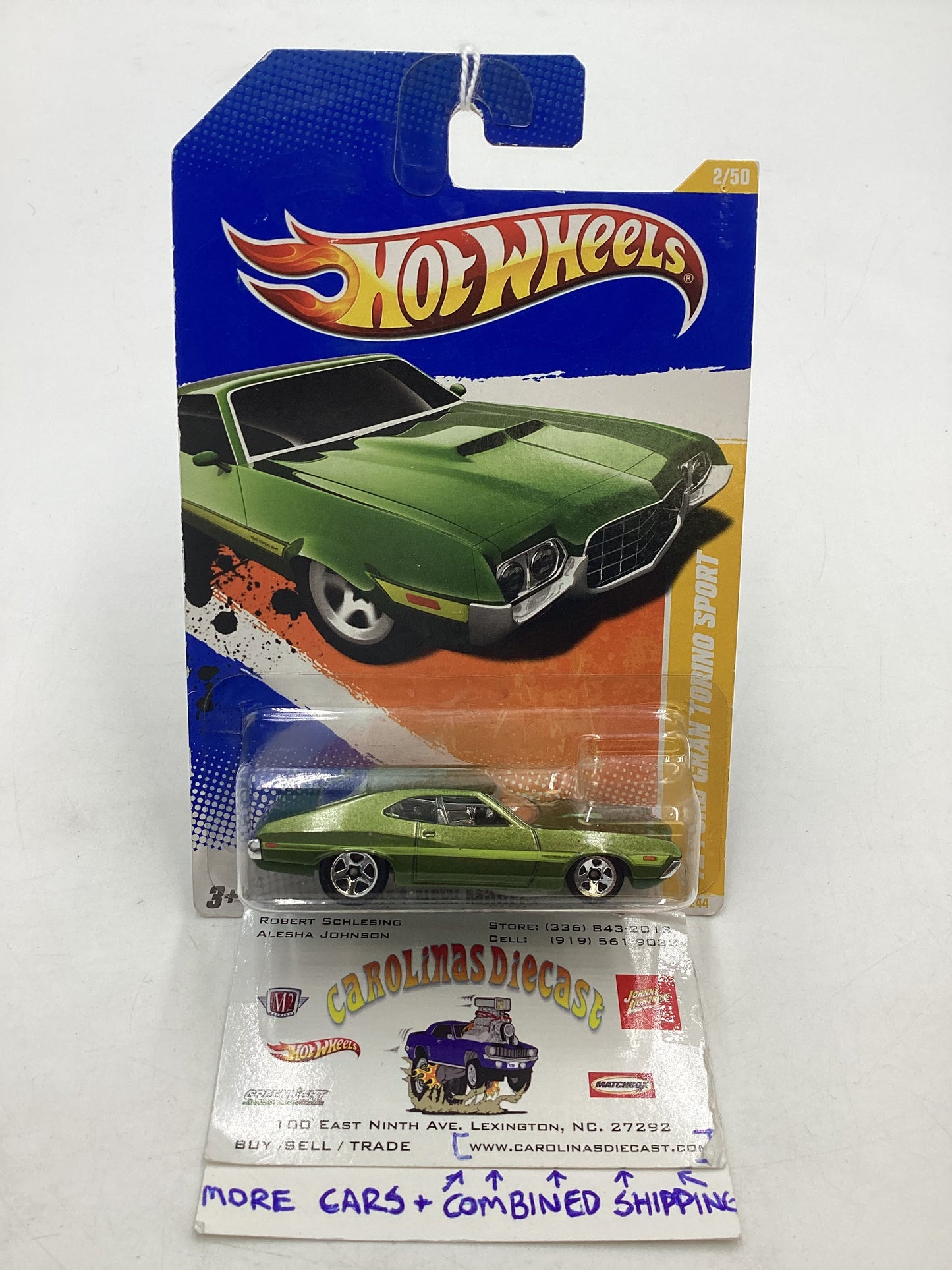 2011 Hot wheels #2 72 Ford Gran Torino Sport Green 32B