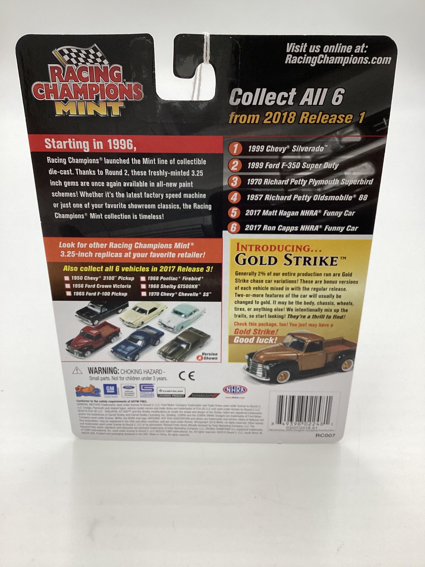 Racing Champions Mint #1 Release 1 Version A 1999 Chevy Silverado Green