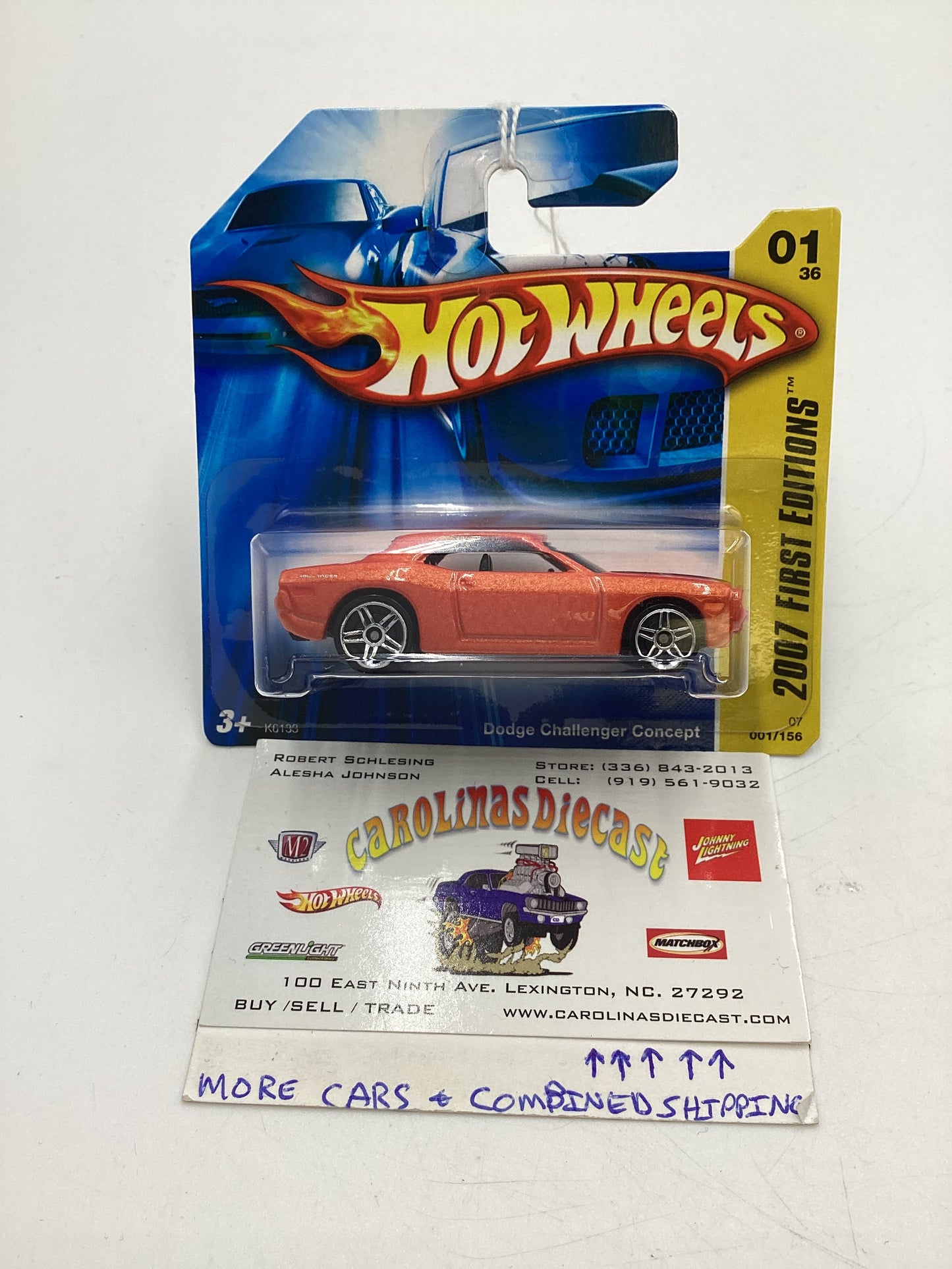 2007 Hot Wheels New Models #1 Dodge Challenger Concept Orange Short Card 46A