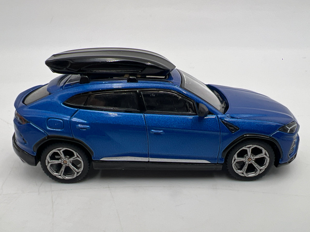 Mini GT MiJo x USA Exclusive #172 Lamborghini Urus Blu Eleos W/Roof Box Blue