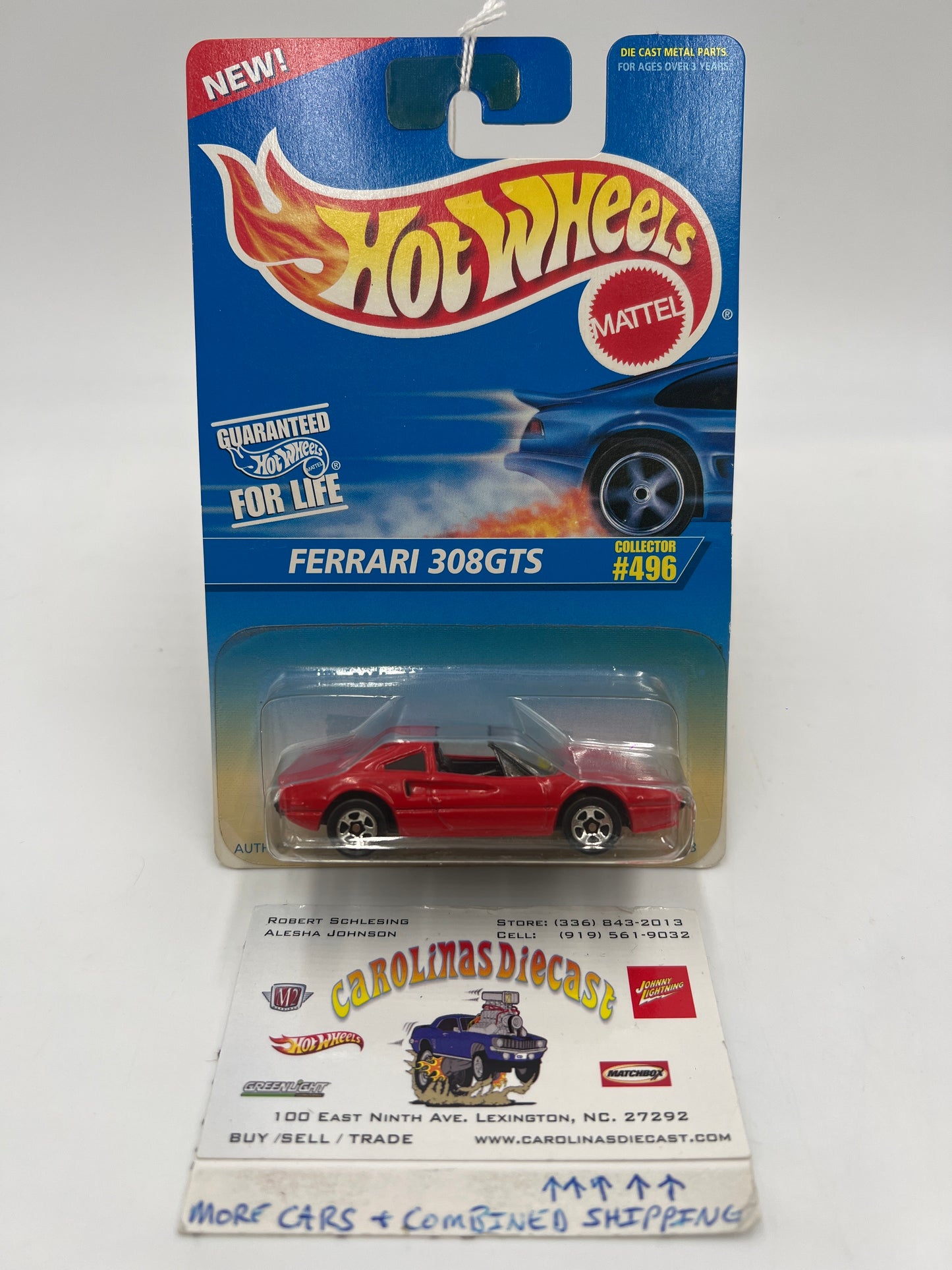 1996 Hot Wheels #496 Ferrari 308GTS Red *Yellowed Blister*