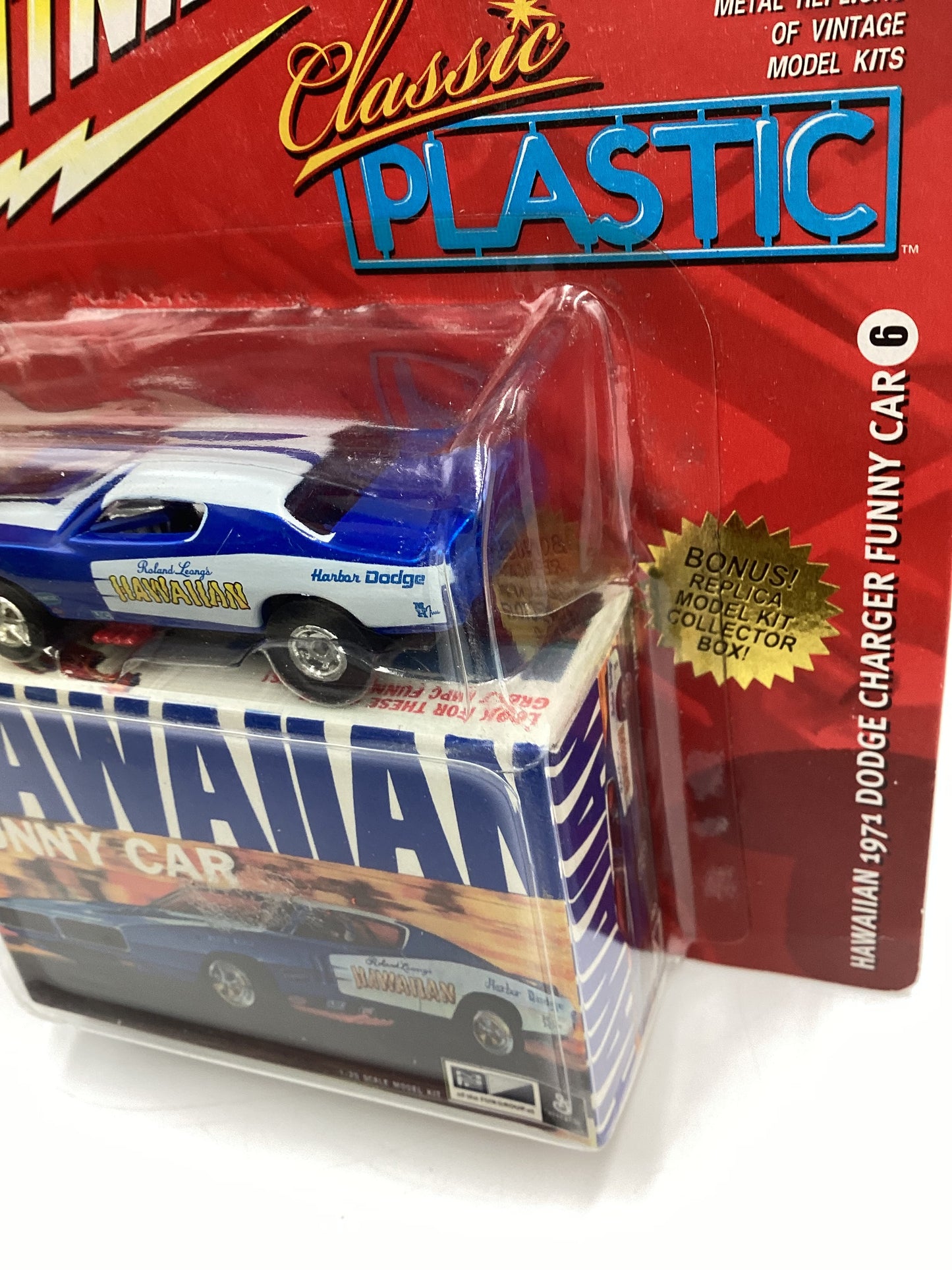 Johnny Lightning Classic Plastic #6 Dodge Charger Funny Car Blue 231D