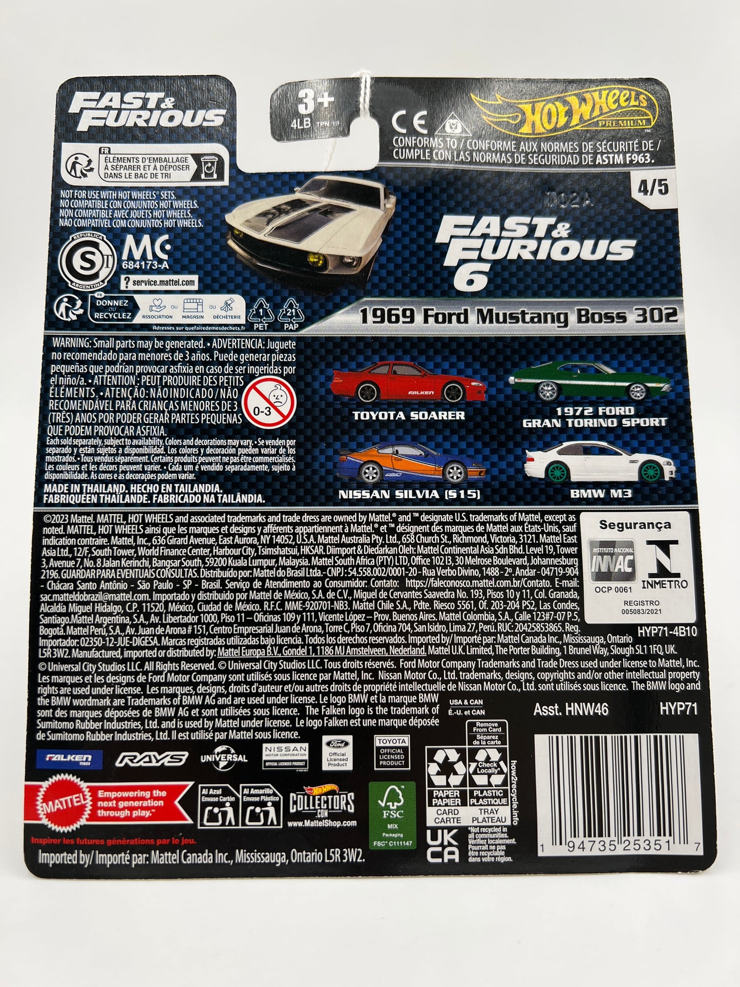 2024 Hot Wheels Gold Label Fast & Furious #4 1969 Ford Mustang Boss 302 White 246E