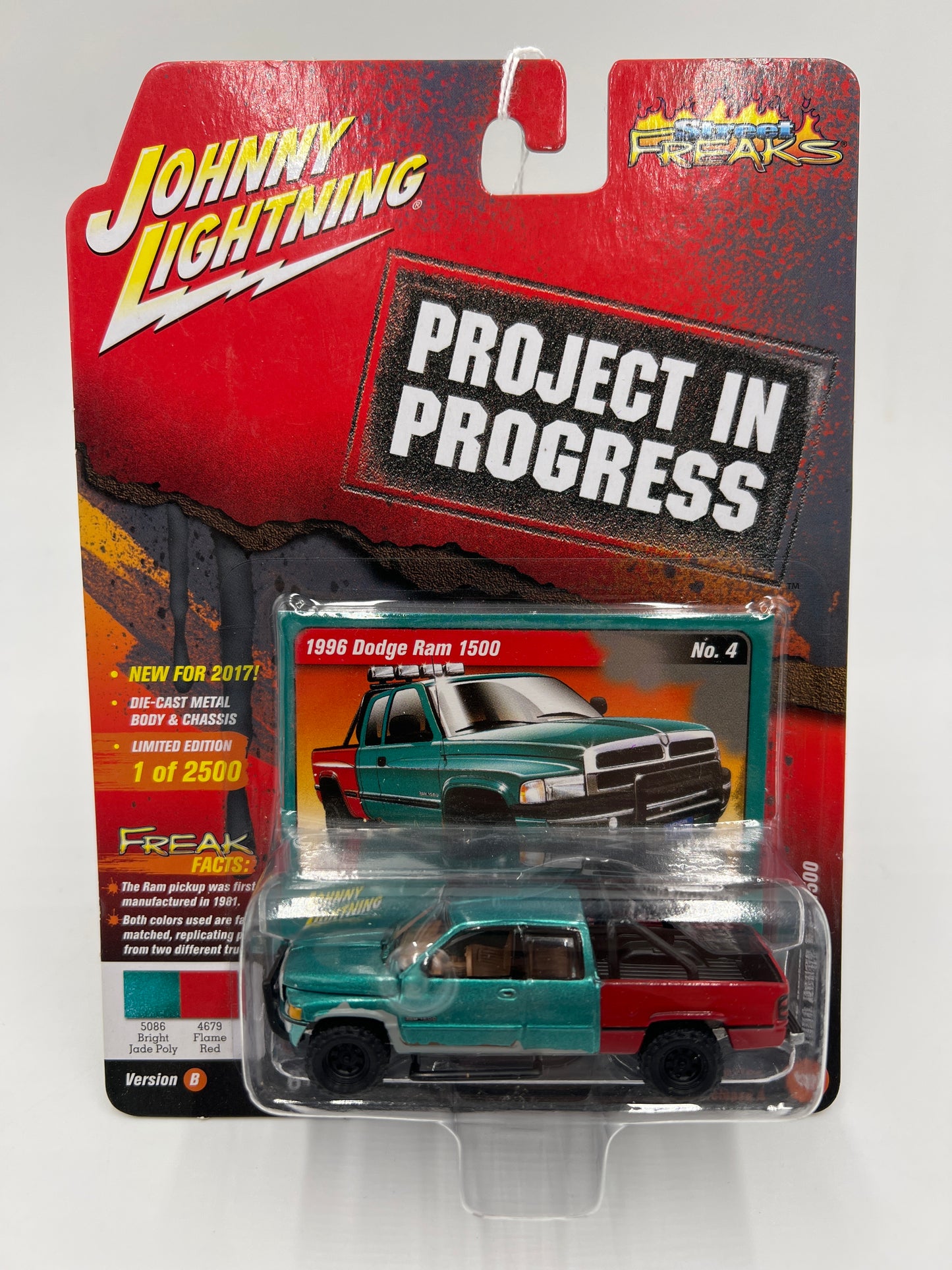 Johnny Lightning Project In Progress Release 4 Version B #4 1996 Dodge Ram 1500 Green/Red