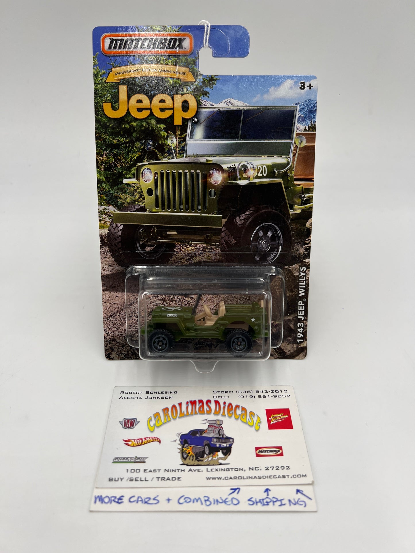 Matchbox Jeep Anniversary Edition Series 1943 Jeep Willys Army Green 159G