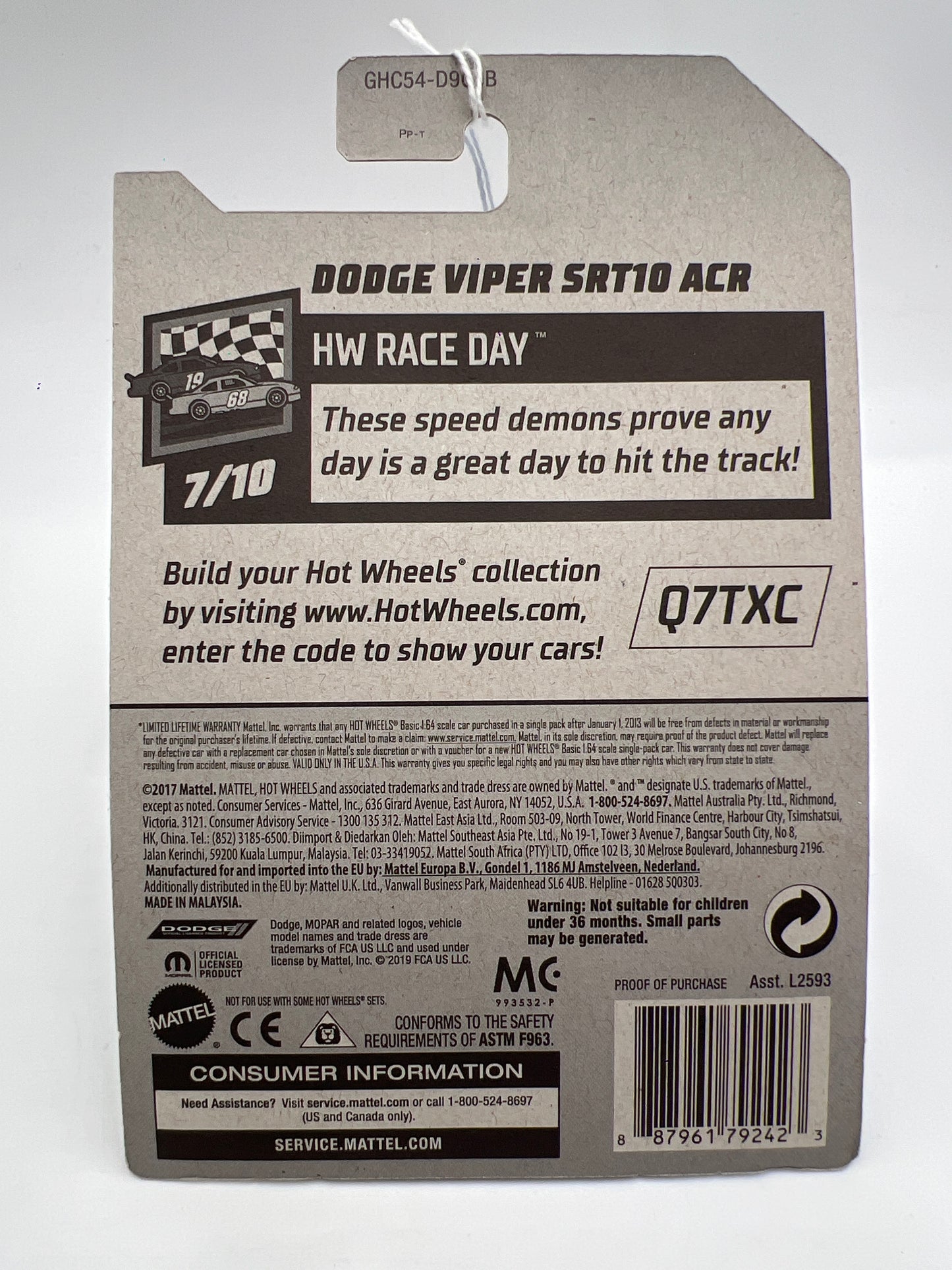 2020 Hot Wheels Race Day #50 Dodge Viper SRT10 ACR Red