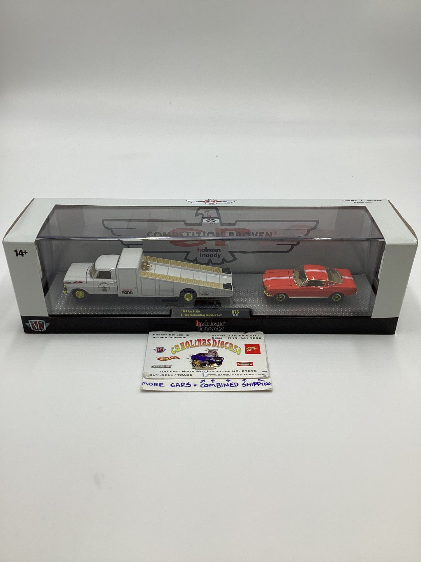 2024 M2 Machines Holman Moody Hauler 1969 Ford F-350 / 1965 Ford Mustang Fastback 2+2 R76 CHASE