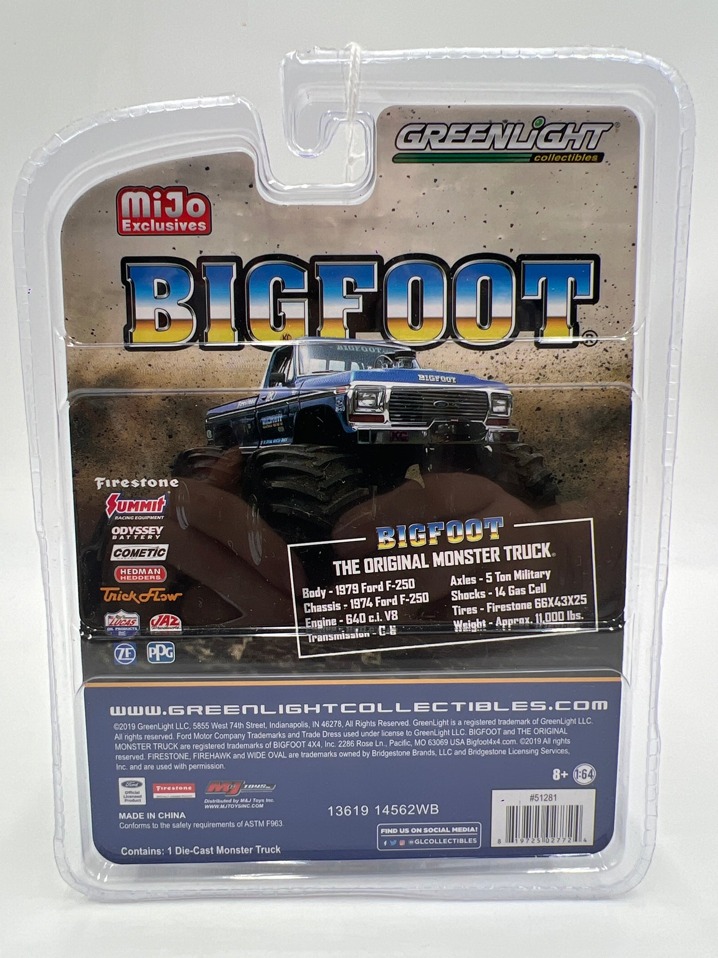 Greenlight MiJo Exclusives Chrome Edition Bigfoot #1 The Original Monster Truck 1974 Ford F-250 Blue
