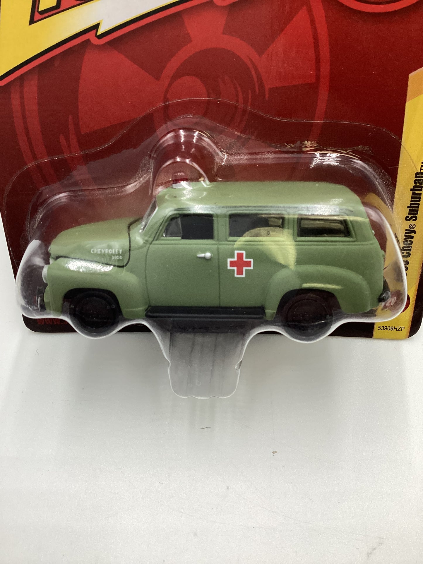 Johnny lightning Tomy #20 Chevy 1950 Chevy Suburban Army Green Vein Top Right 227H