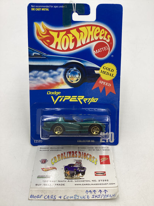 Hot Wheels Blue Card Collector No. 210 Dodge Viper R/T 10 Green 5SP Gold Wheels 239E