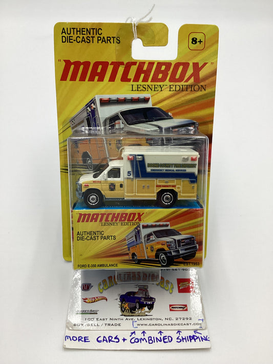 2011 Matchbox Lesley Edition Boone County Ford E-350 Ambulance Yellow