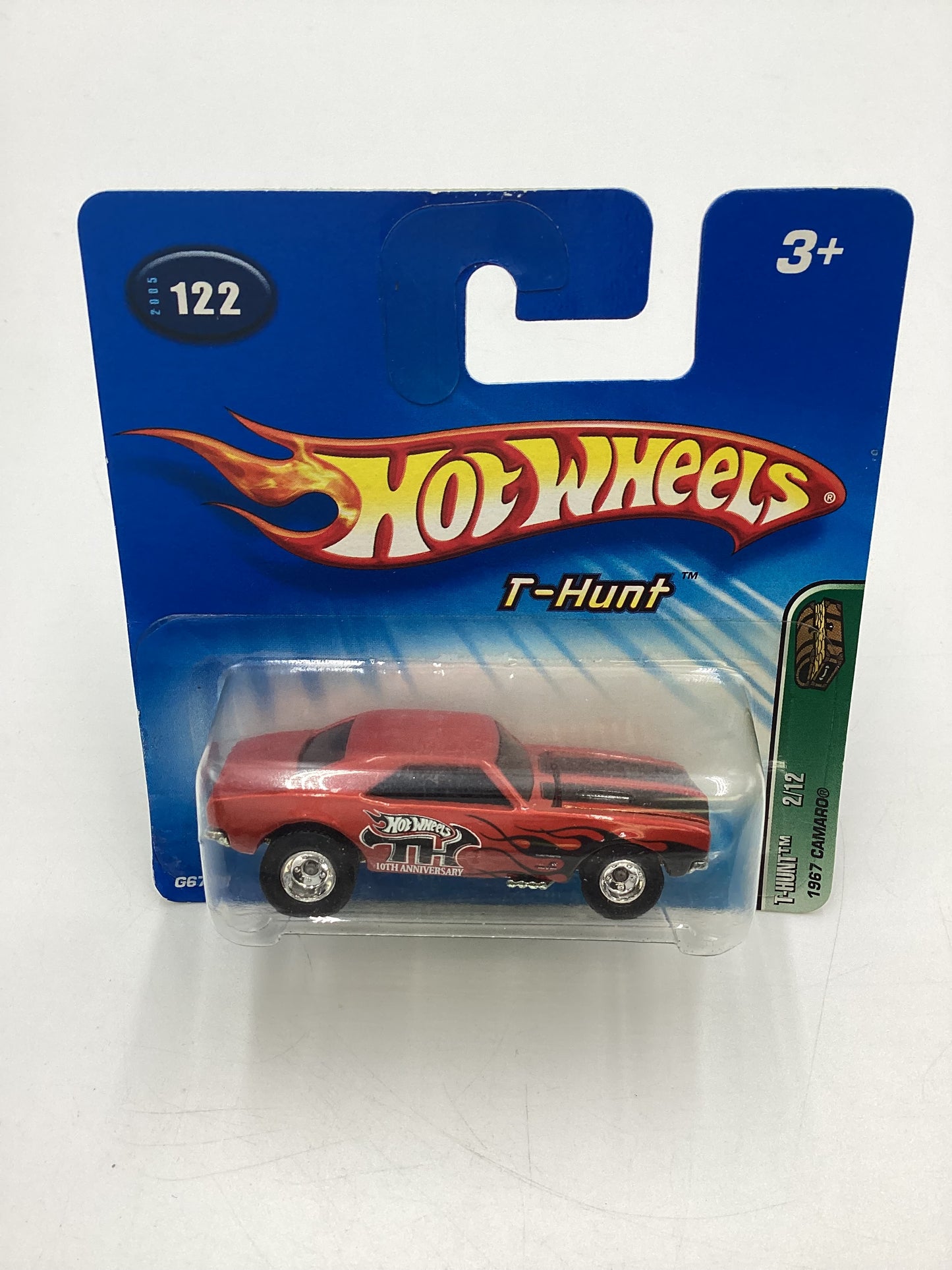 2005 Hot Wheels #122 Treasure Hunt 1967 Camaro Red Short Card W/protector