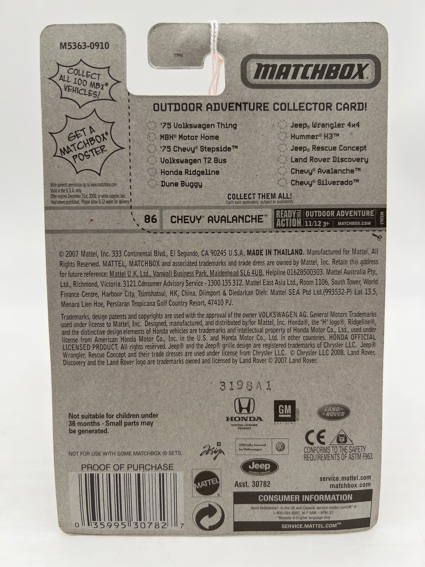 Matchbox Outdoor Adventure #86 Chevy Avalanche Muddy