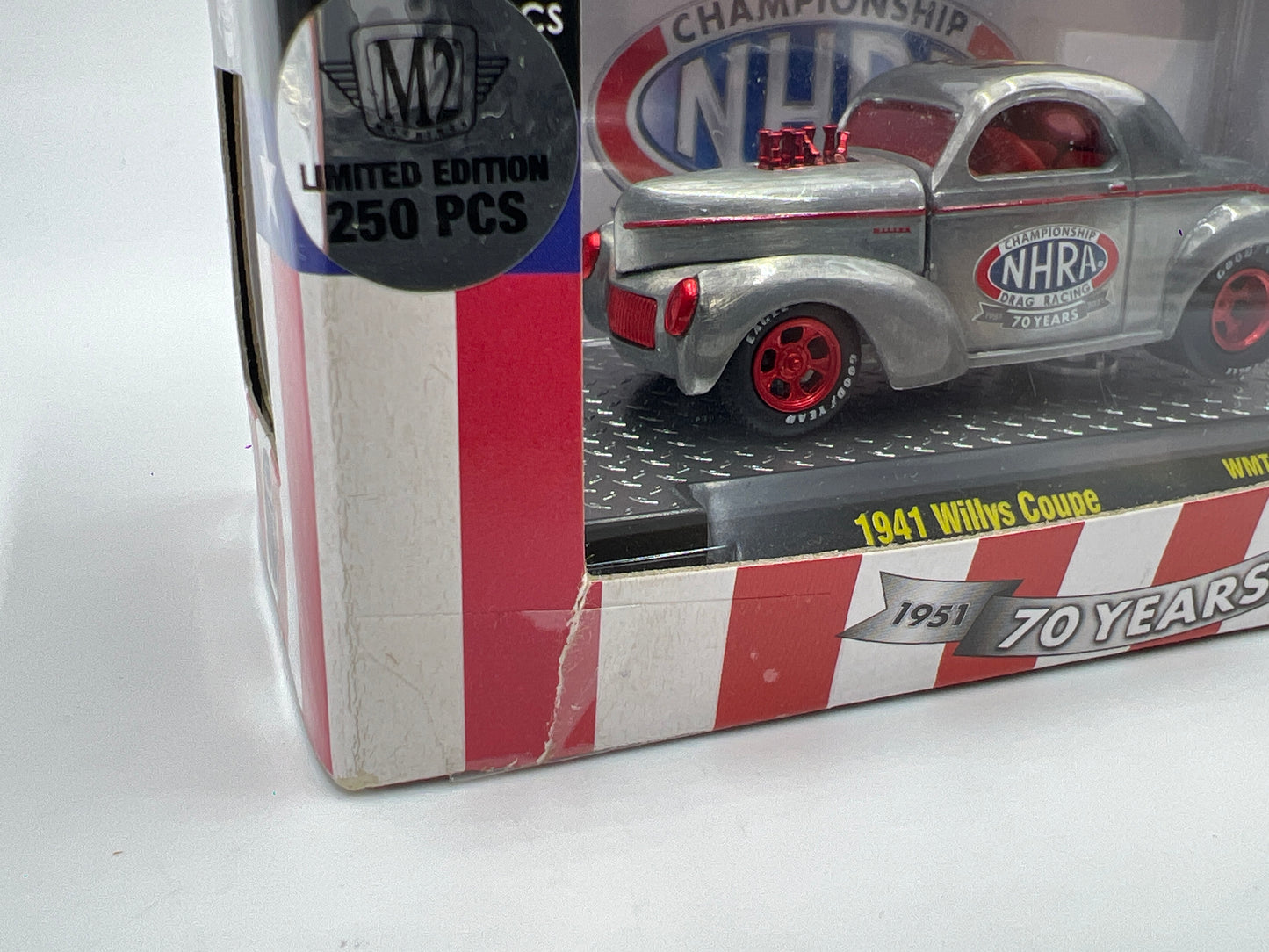 M2 Machines Walmart Exclusive RAW CHASE 1/250 NHRA 70 Years 1941 Willys Coupe WMTS16