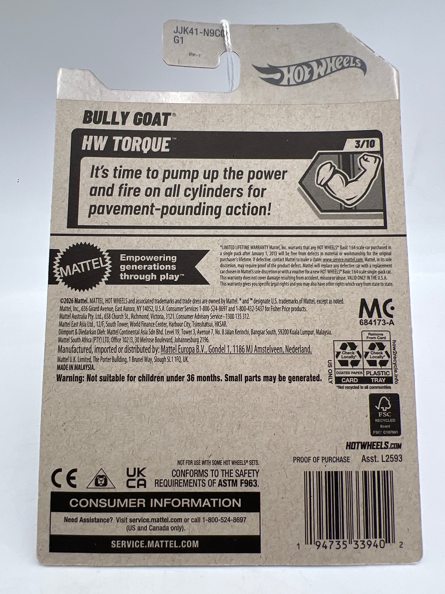 2026 Hot Wheels L Case #206 Bully Goat Red