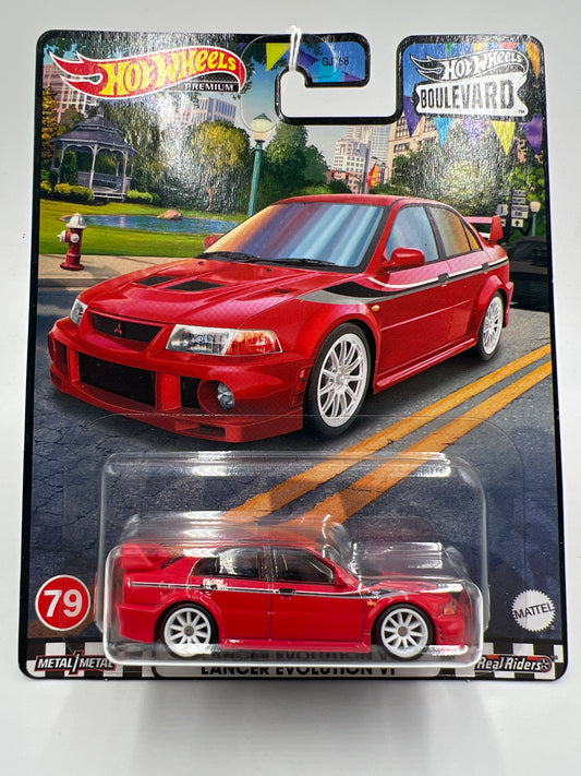 Hot Wheels Premium Boulevard #79 Mitsubishi Lancer Evolution VI Red W/Protector