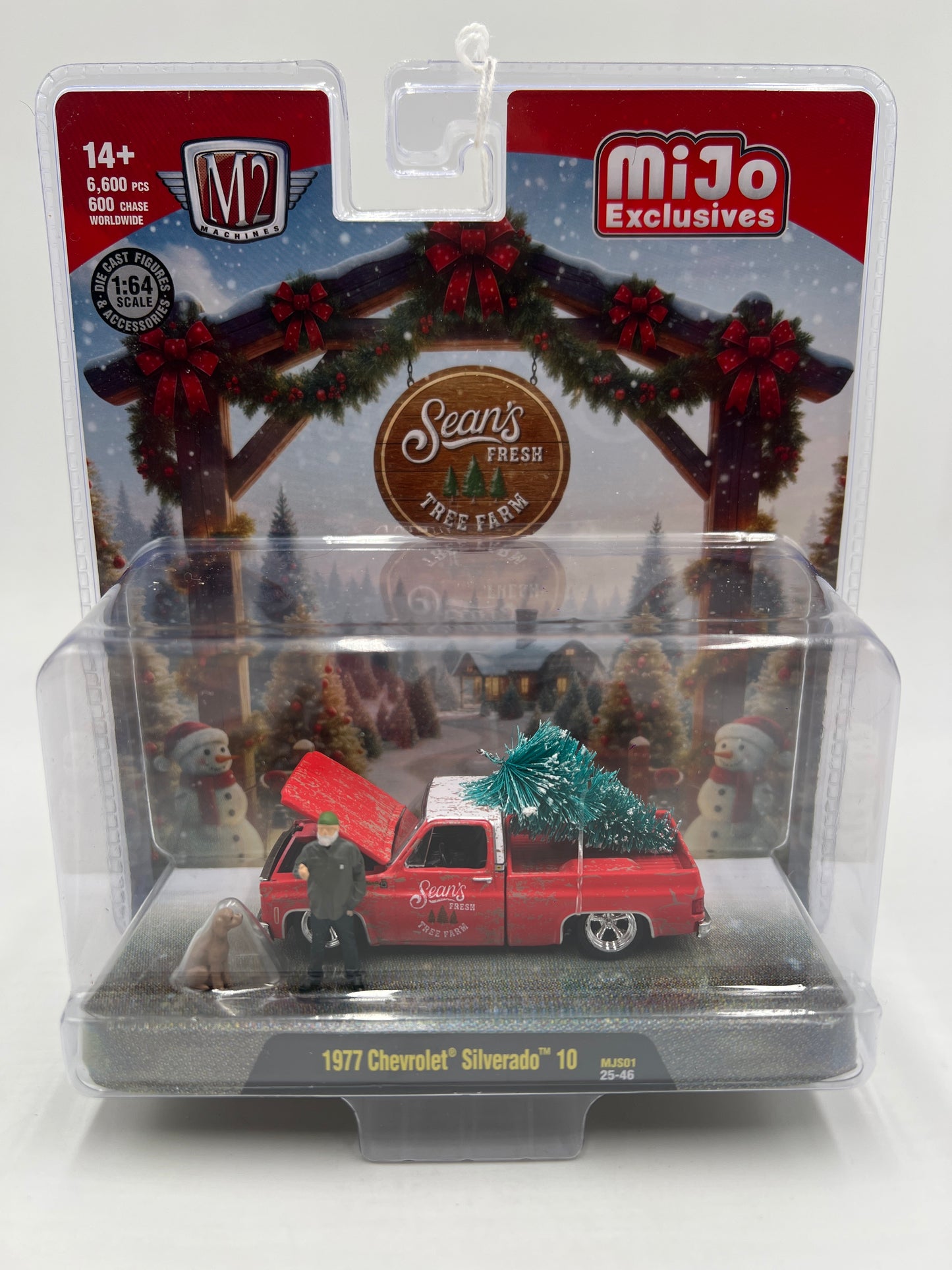 M2 Machines MiJo Exclusives Diorama Seans Fresh Tree Farm 1977 Chevrolet Silverado 10 Red MJS01 196G