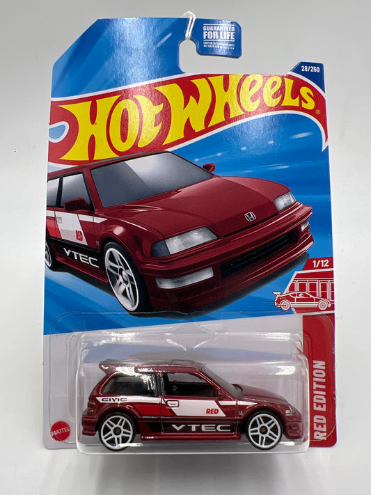 2025 Hot Wheels Target Red Edition #28 90 Honda Civic EF Red