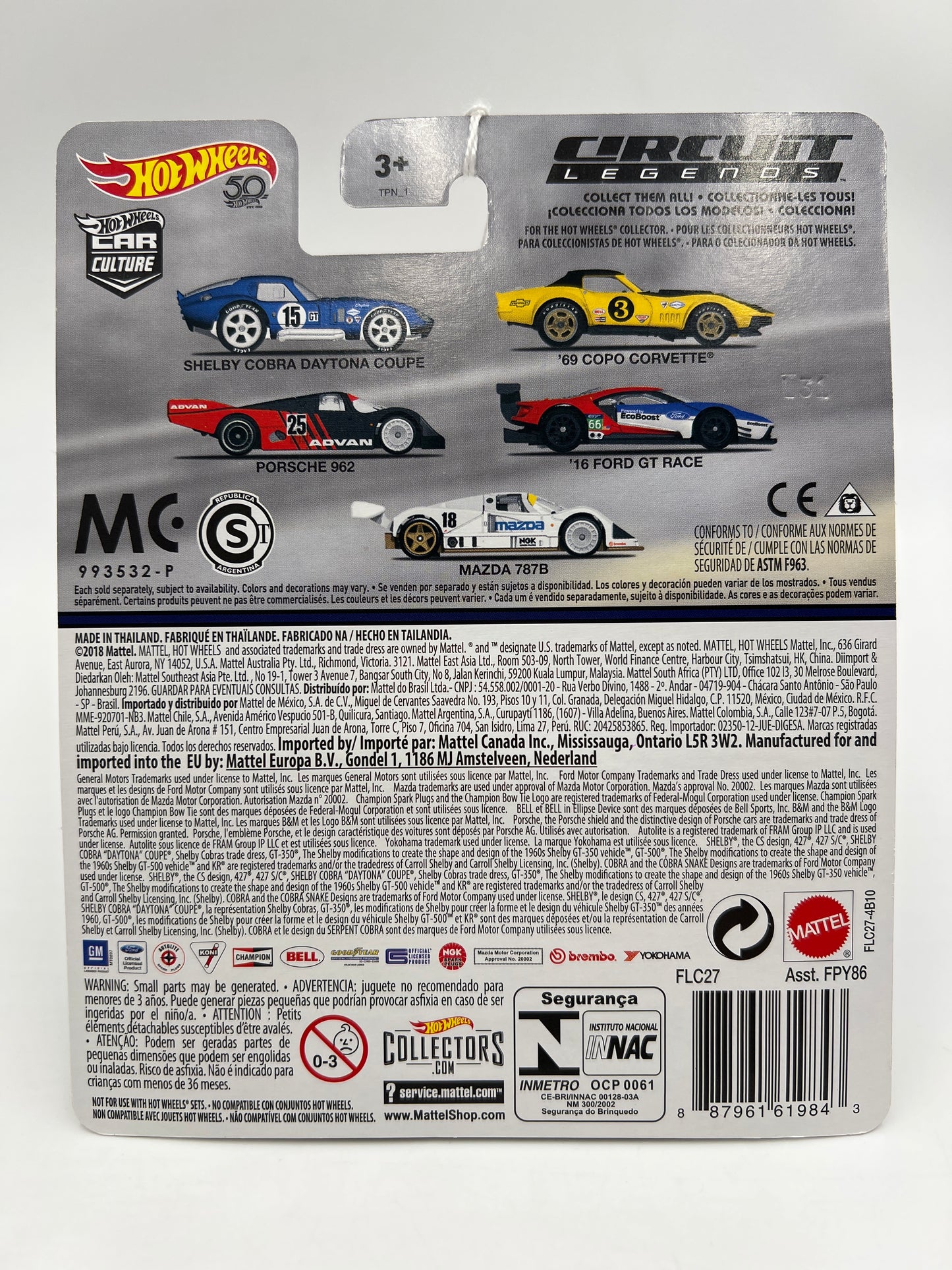 2018 Hot Wheels Car Culture Premium Circuit Legends #2 69 Copo Corvette Yellow/Black 255D