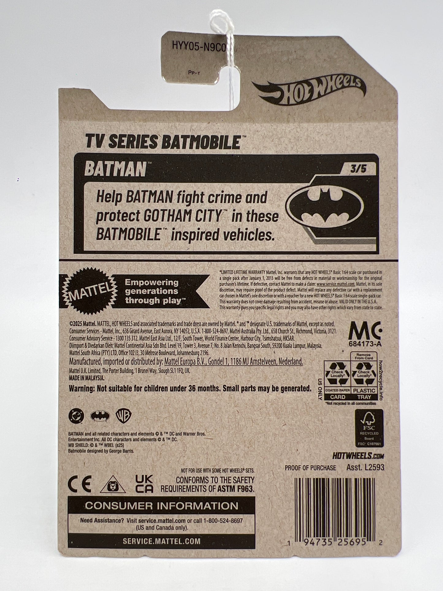 2025 Hot Wheels P Case Batman #103 TV Series Batmobile Red 117C