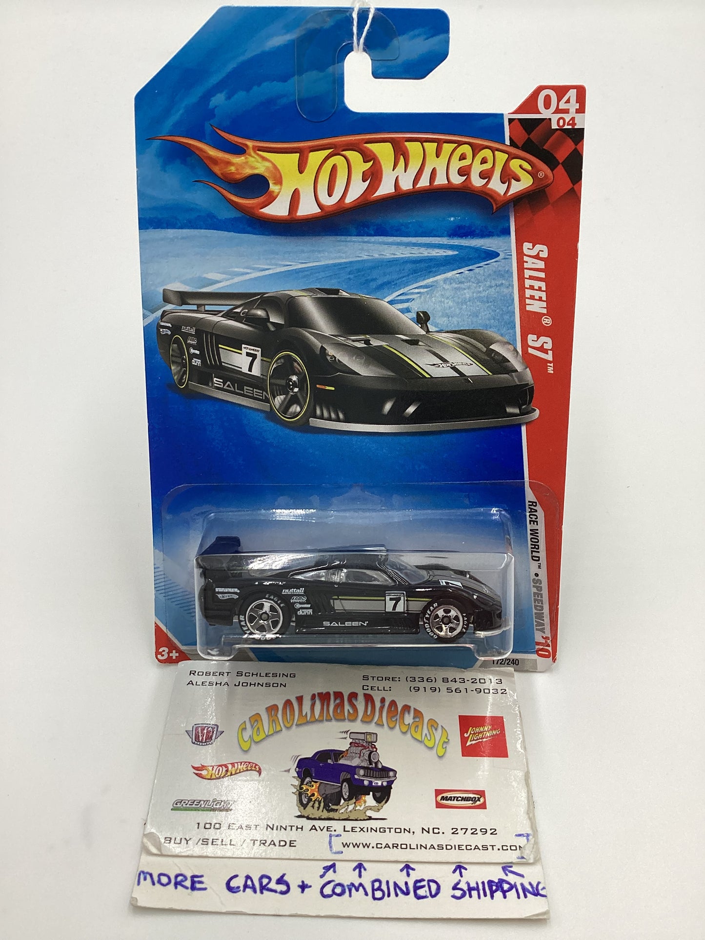 2010 Hot wheels #172 Saleen S7 Black Walmart Exclusive Goodyear Tires 239B