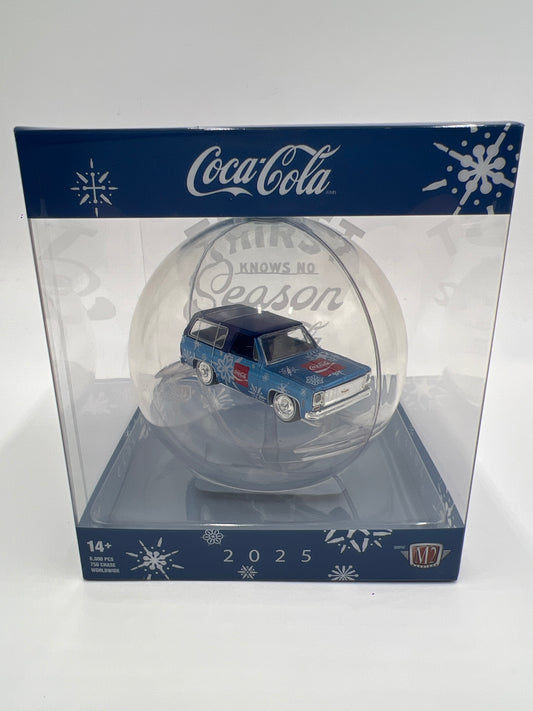 2025 M2 Machines Coca Cola Holiday Christmas Ornaments 1973 Chevrolet K5 Blazer Blue