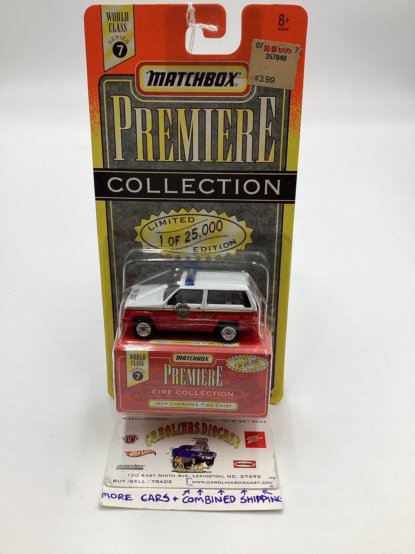 Matchbox Premiere World Class Series 7 Jeep Cherokee Fire Chief Red 208H