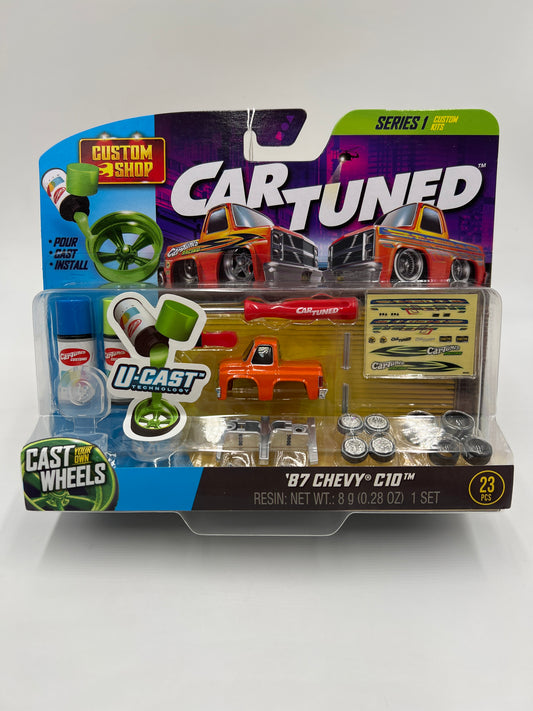 2025 Car Tuned Series 1 Custom Shop Castworks 87 Chevy C10 Orange 183i