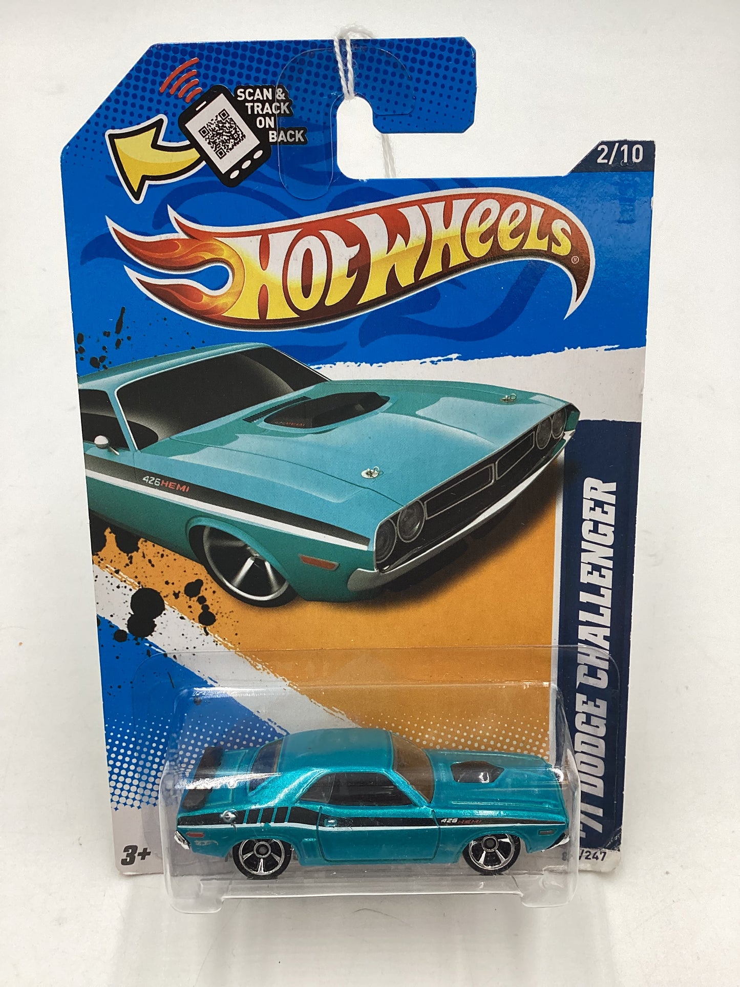 2012 Hot wheels Muscle Mania Mopar #82 71 Dodge Challenger Teal card not perfect 46F