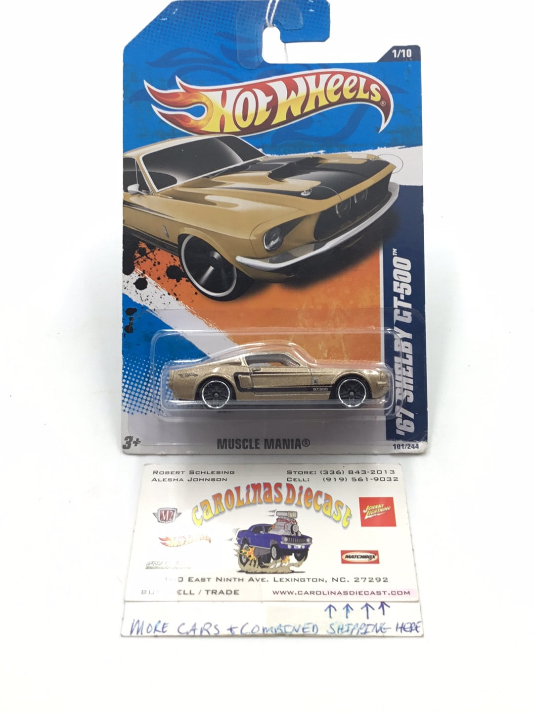 2011 Hot Wheels #101 67 Shelby GT 500  Gold 29B