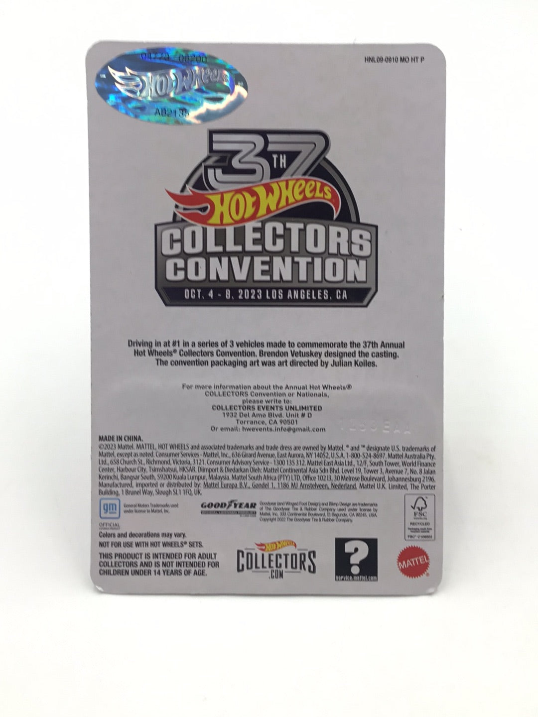 Hot wheels 1990 Chevy 454 SS 37th annual collectors convention 4773/6200