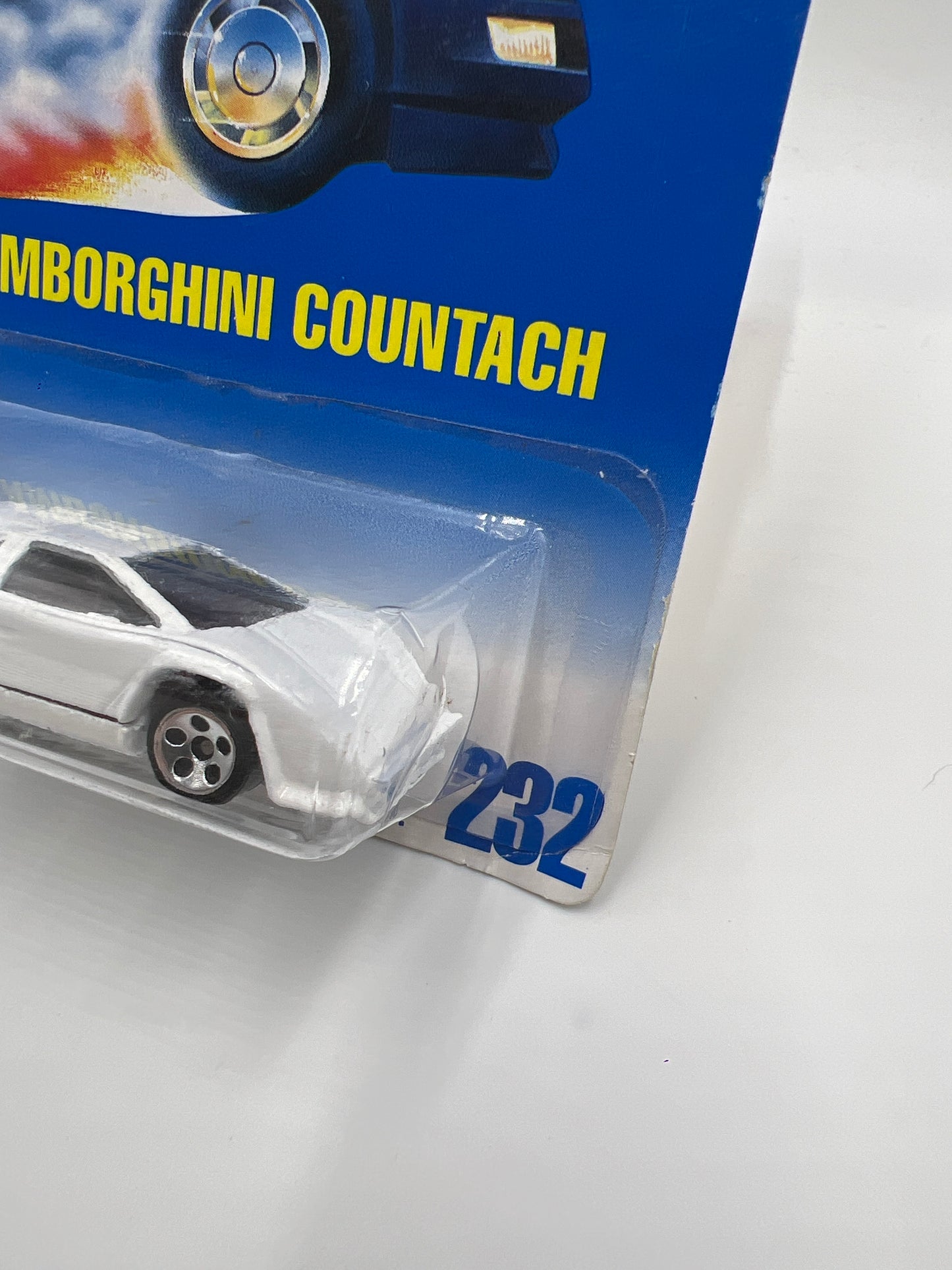 1991 Hot Wheels Collector #232 Lamborghini Countach White Blister Not Perfect 240C