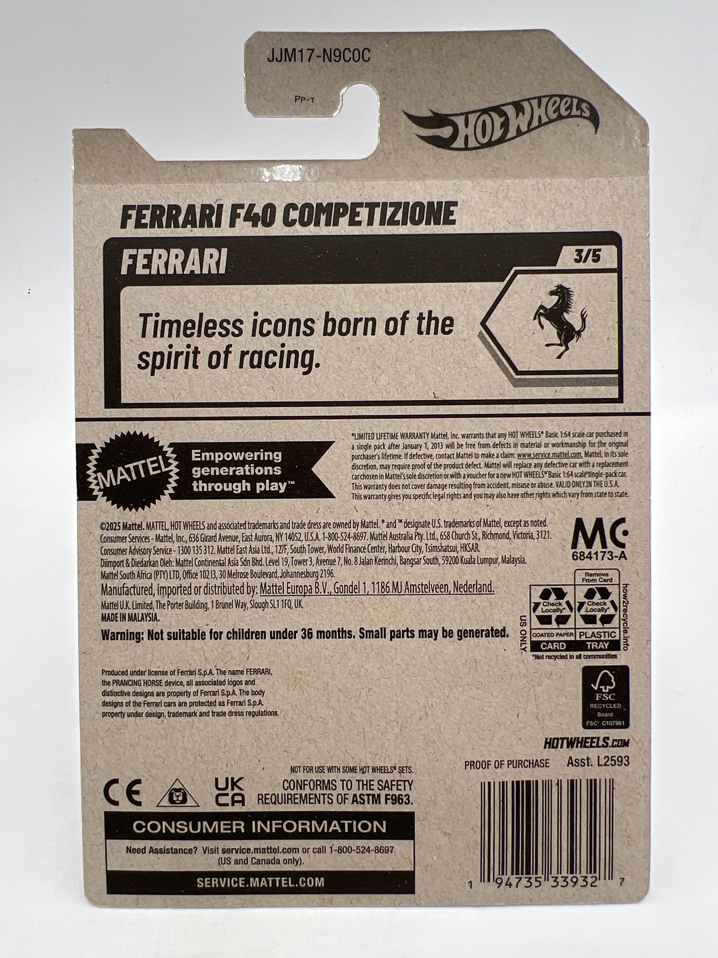 2026 Hot Wheels C Case Super Treasure Hunt #63 Ferrari F40 Competizione Black W/Protector