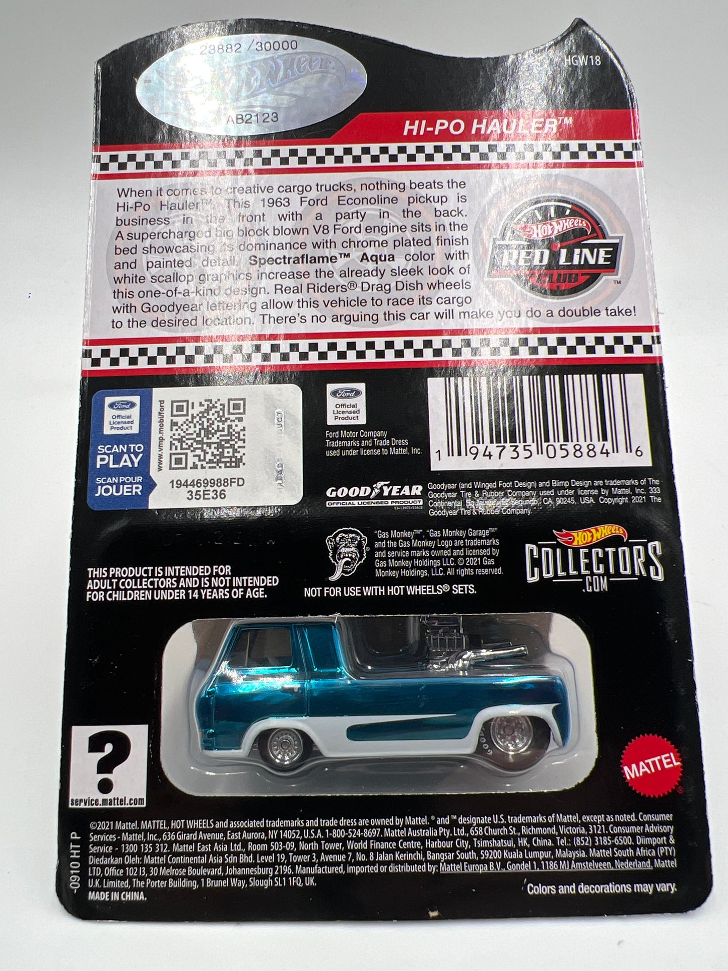 Hot Wheels RLC #23882/30000 Hi-Po Hauler Blue W/Protector