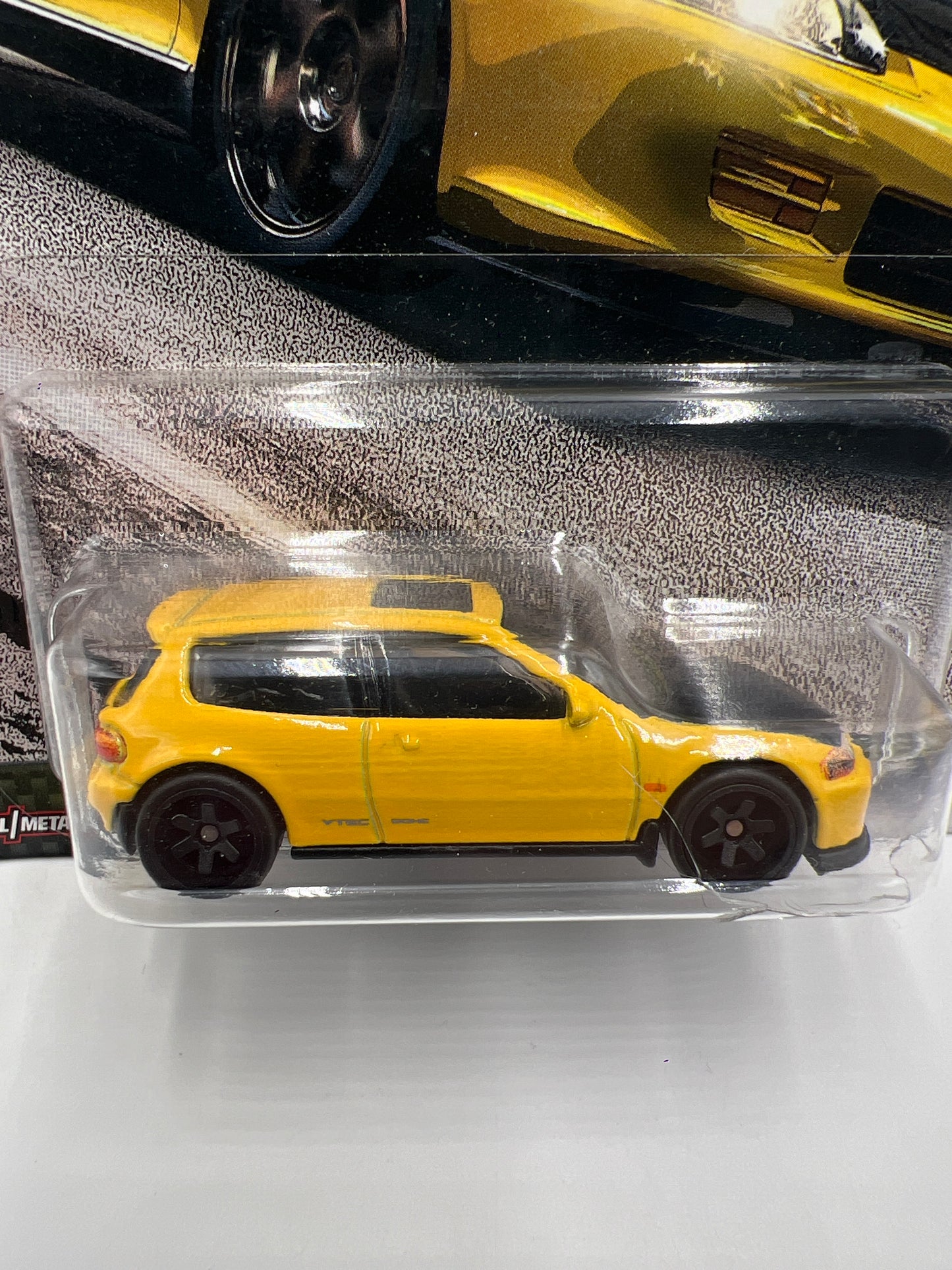Hot Wheels Premium Fast & Furious Fast Tuners #4 Honda Civic EG Yellow W/Protector Cracked Blister