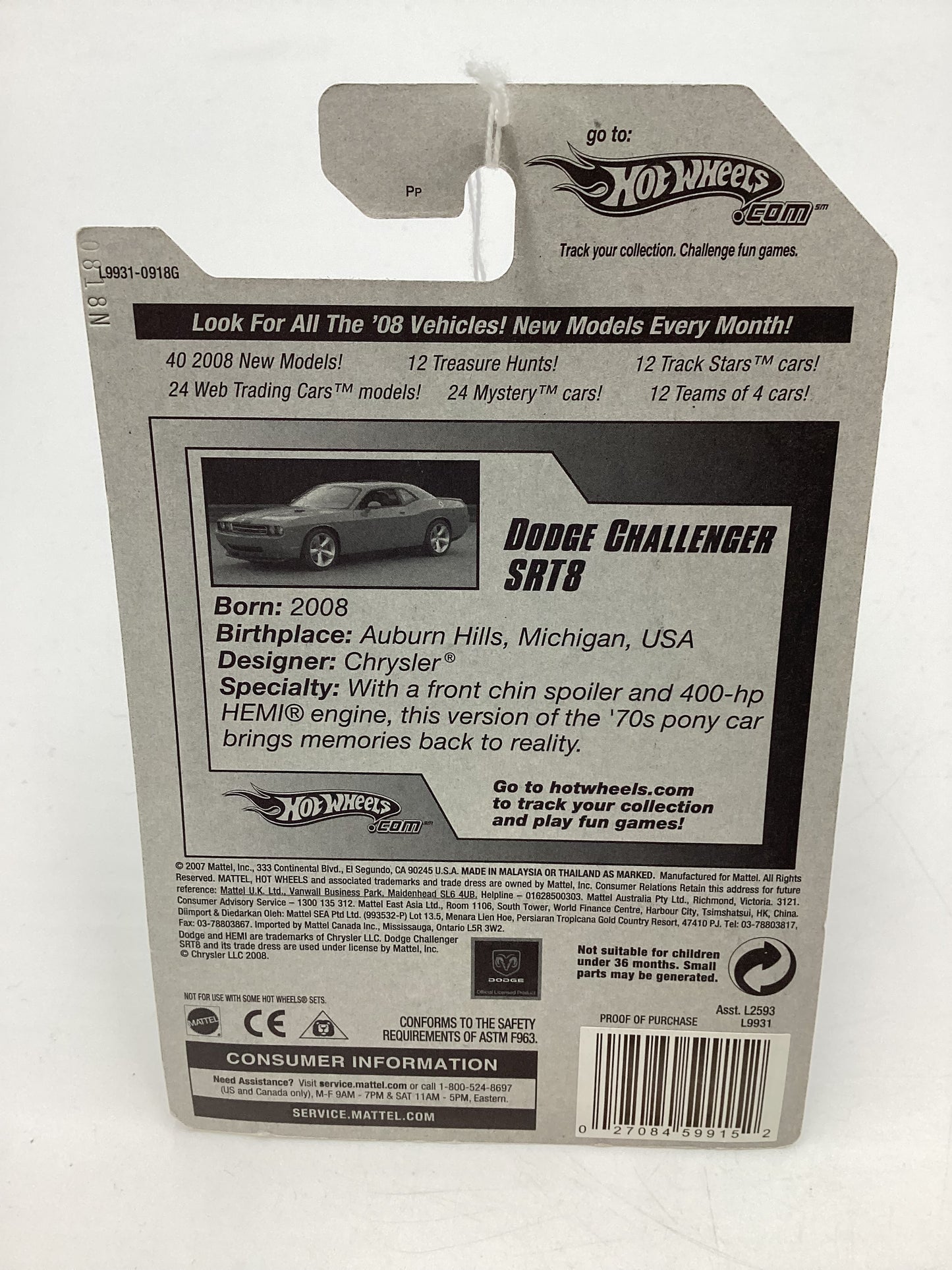 2008 Hot Wheels New Models #16 Dodge Challenger SRT8 Green 54G