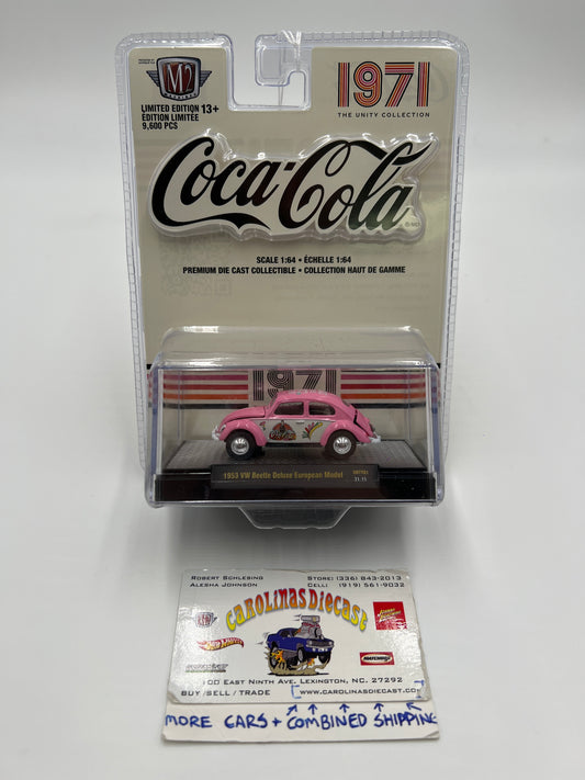 2024 M2 Machines Coca Cola 1971 Unity Collection UNTY01 1953 VW Beetle Deluxe European Model Pink 200C