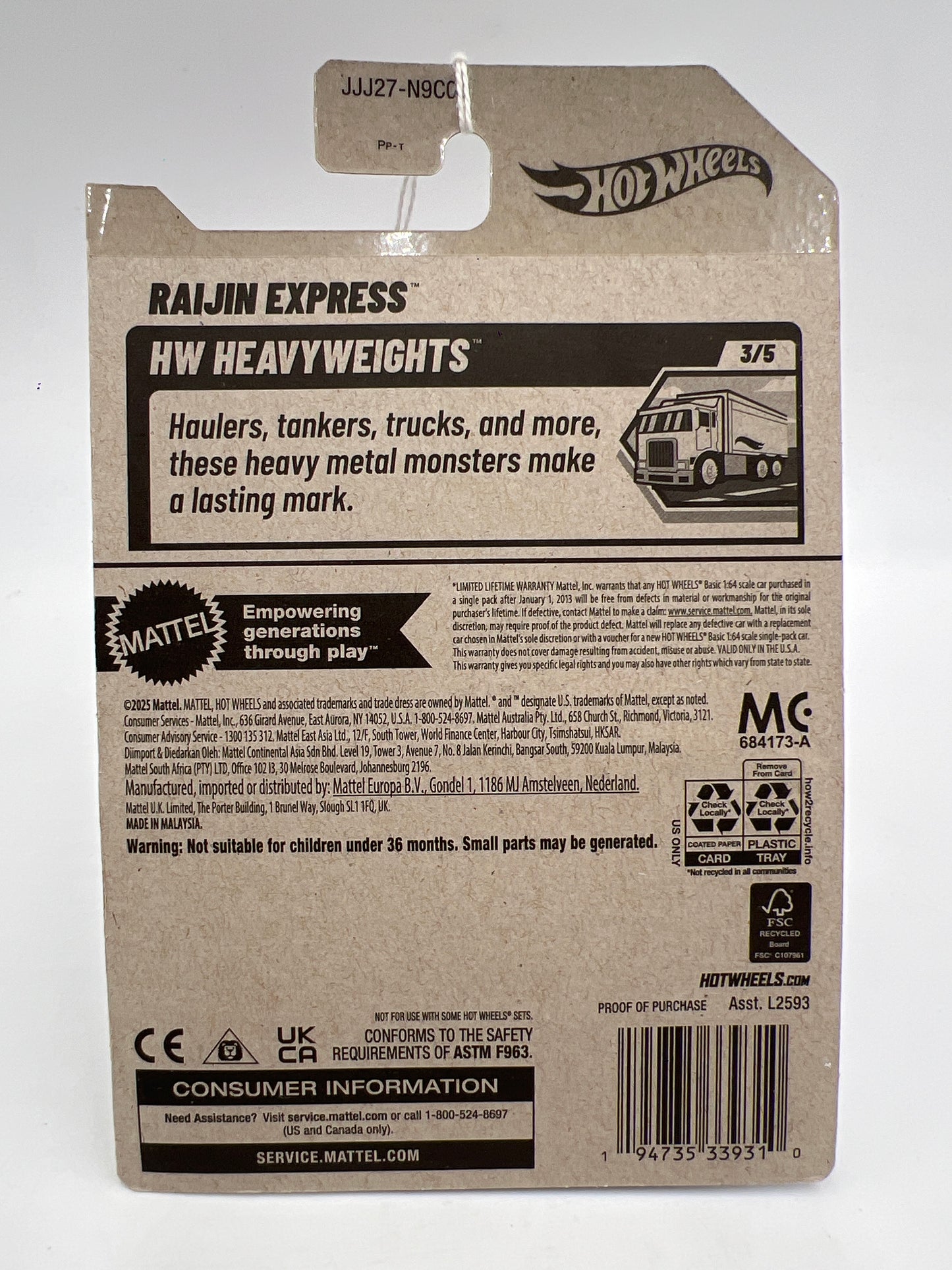 2026 Hot Wheels B Case HW Heavyweights #57 Raijin Express Green 123A