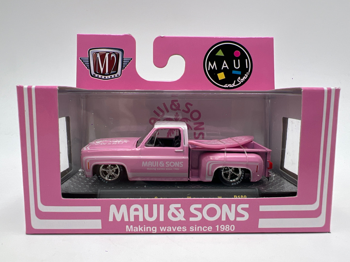 M2 Machines R108 Maui & Sons 1979 Chevrolet Silverado Stepside Pink