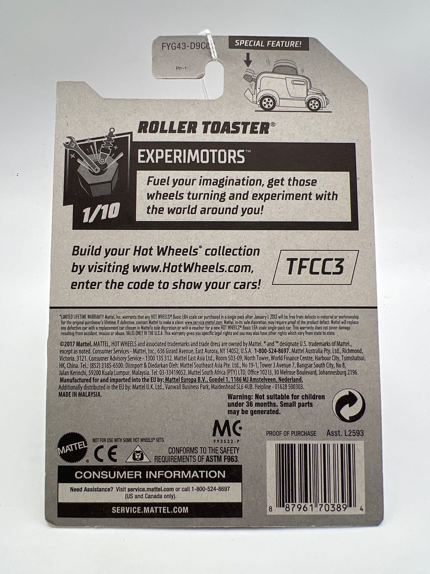 2019 Hot Wheels Experimotors #24 Roller Toaster Gold Chrome Factory Sealed SR