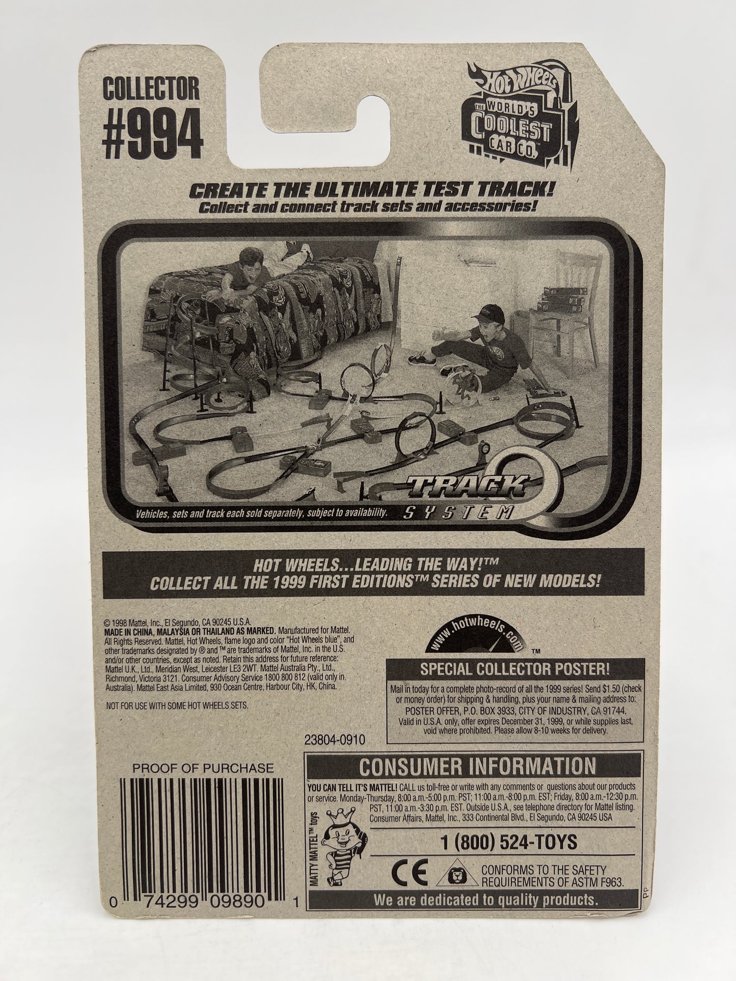 1999 Hot Wheels Collector #994 Trailer Edition Special Way 2 Fast Red W/Real Riders SR