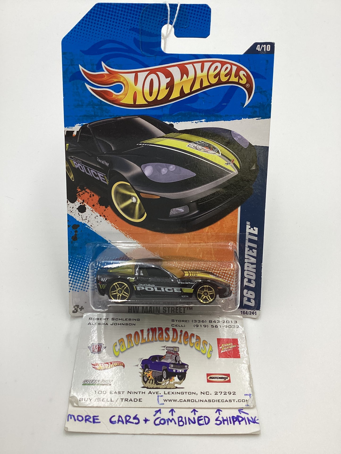 2011 Hot Wheels #164 C6 Corvette Police Black 14E