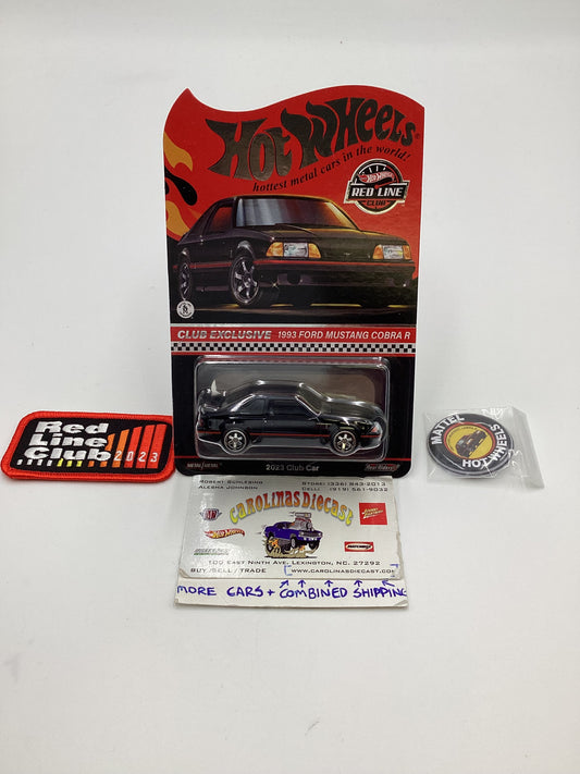 2023 Hot Wheels RLC Club Exclusive 1993 Ford Mustang Cobra R Black Exclusive W/Patch and Button