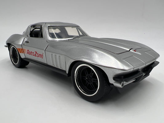 Jada 1/24 Scale AutoZone 1966 Chevy Corvette Silver Loose